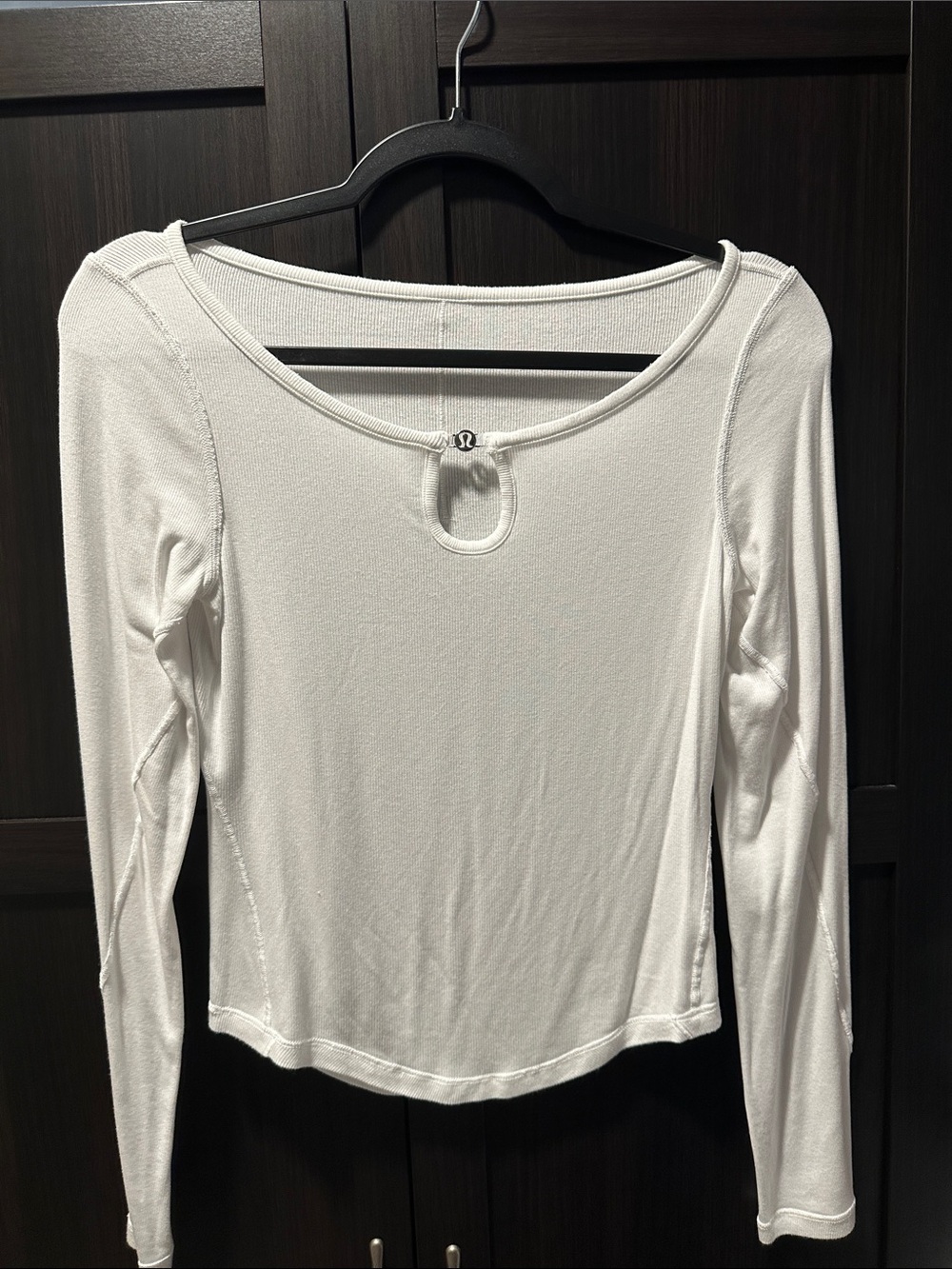 lululemon athletica White Long Sleeve Keyhole Crew Top